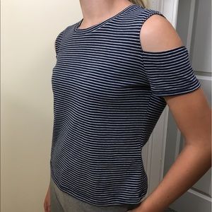 Hollister cold shoulder striped Top